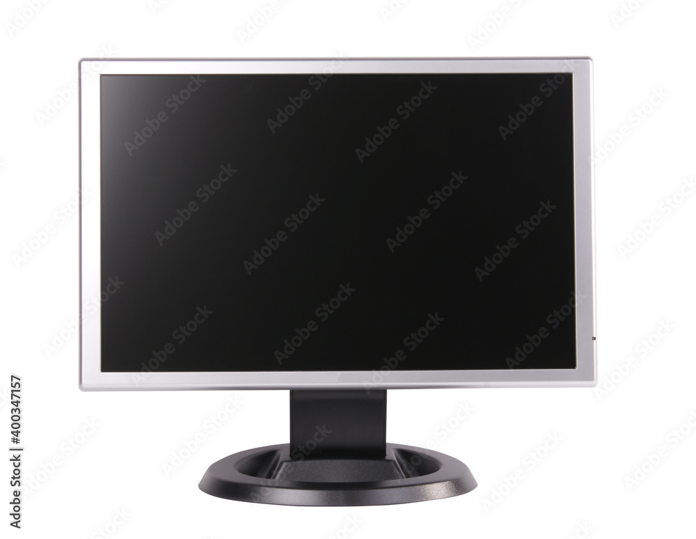 computer monitor with blank display on white background