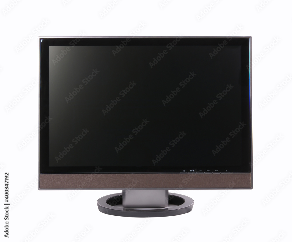computer monitor with blank display on white background