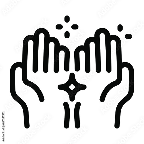 
After preventing covid, clean hands icon in solid style 
