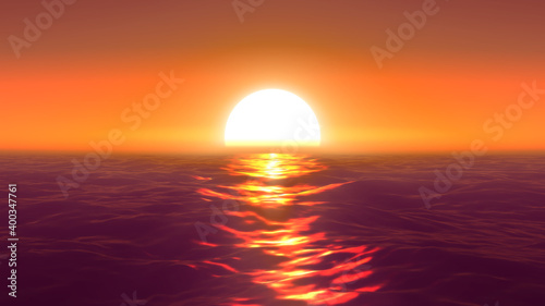 Fototapeta Naklejka Na Ścianę i Meble -  panorama of the ocean sunset, sea sunset