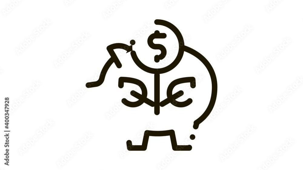 pig money box Icon Animation. black pig money box animated icon on white background pig money box Icon Animation. black pig money box animated icon on white background