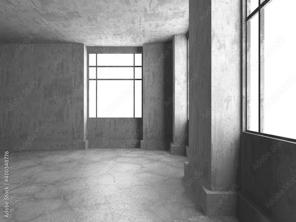 Fototapeta premium Abstract architecture background. Empty rough concrete interior