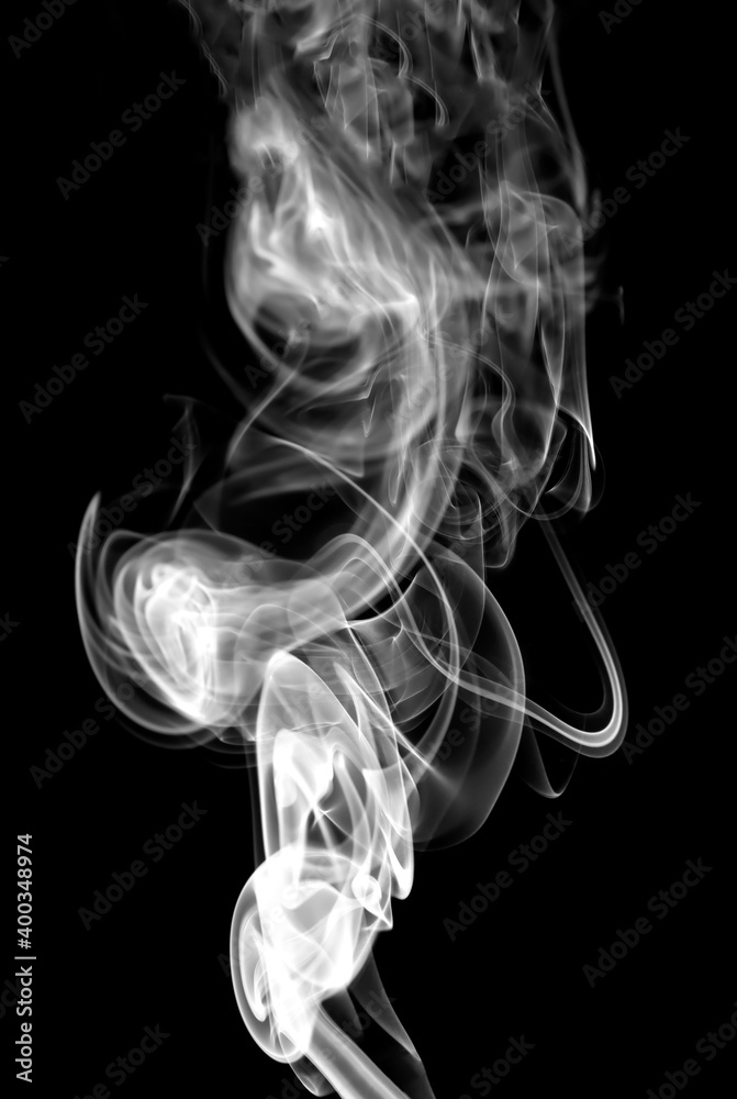 swirling movement of white smoke group, abstract line Isolated on black background swirling movement of white smoke group, abstract line Isolated on black background