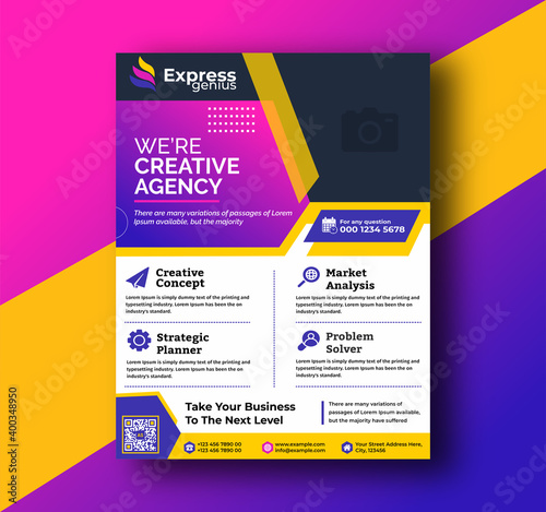 Business Marketing Agency Pink Blue And Orange Color Theme flyer design