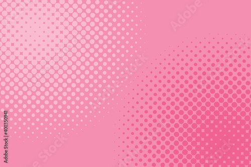 Gradient halftone dots background. Pop art template, texture. Pink romantic wallpaper. Vector illustration