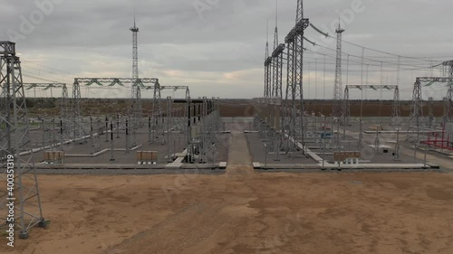 Wallpaper Mural Aerial footage of a modern power station with transformers and power lines, 4k Torontodigital.ca