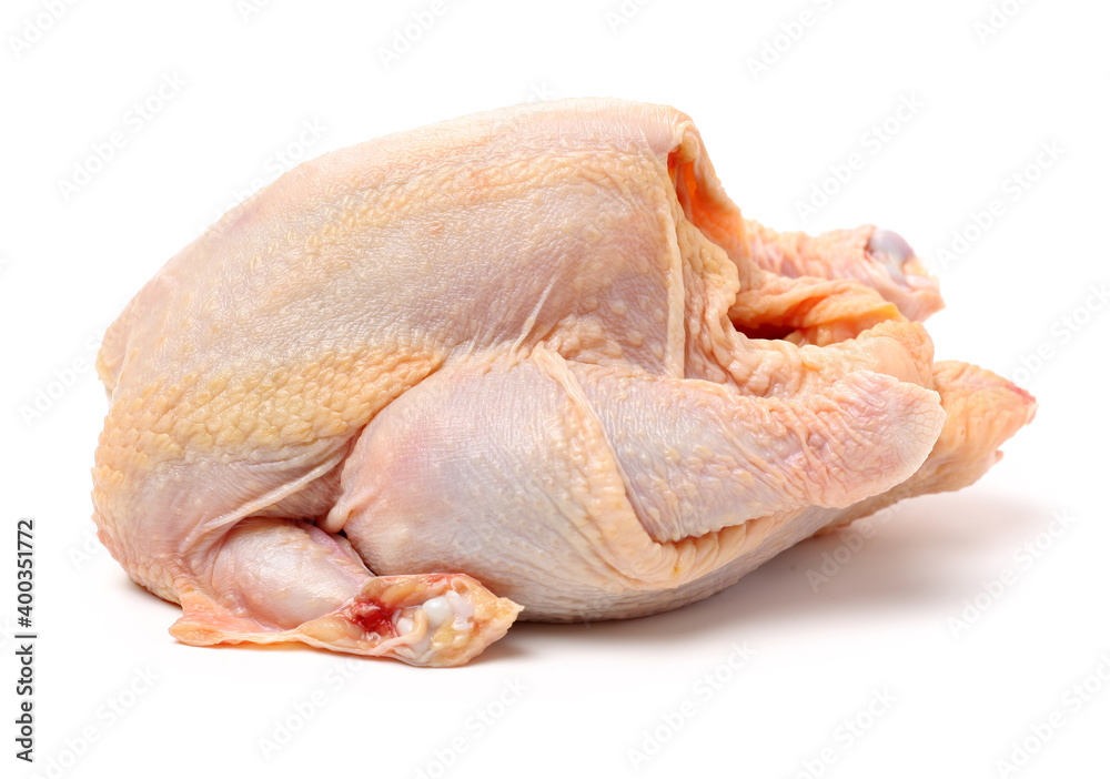 raw hen on a white background raw hen on a white background