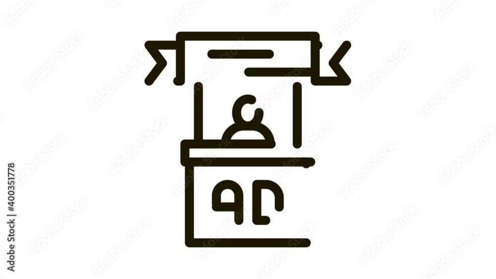 advertising reception center Icon Animation. black advertising reception center animated icon on white background advertising reception center Icon Animation. black advertising reception center animated icon on white background