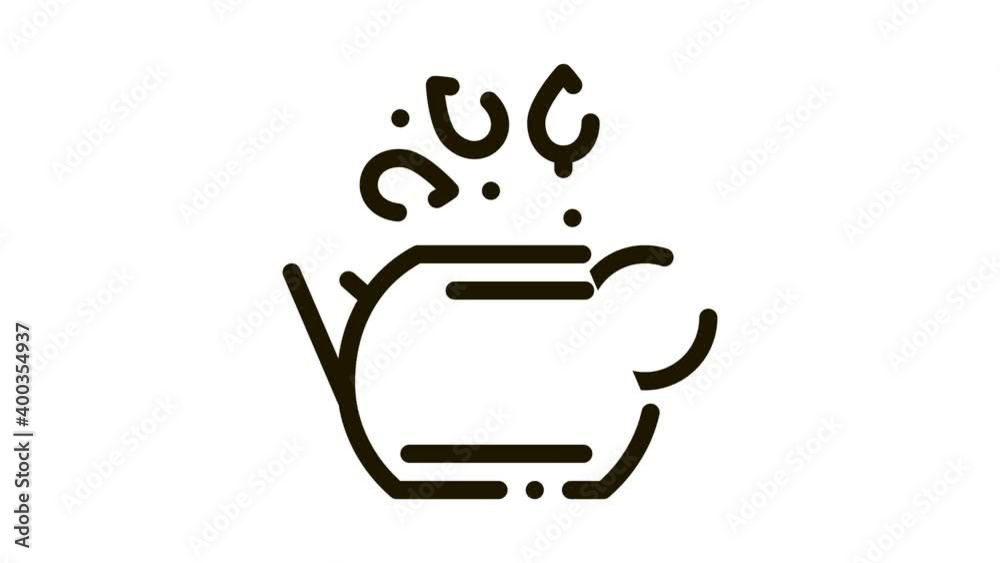 teapot with tea leaves Icon Animation. black teapot with tea leaves animated icon on white background teapot with tea leaves Icon Animation. black teapot with tea leaves animated icon on white background