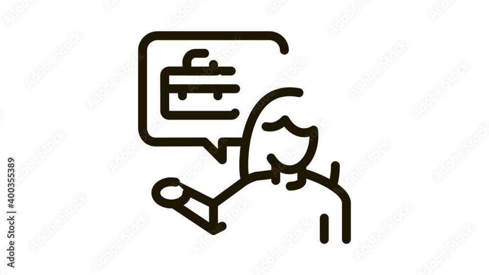 female job applicant Icon Animation. black female job applicant animated icon on white background female job applicant Icon Animation. black female job applicant animated icon on white background
