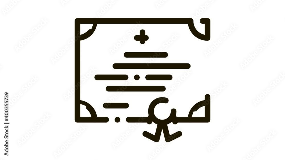 Digree Animation medical certificate of nurse degree Icon Animation. black medical ...