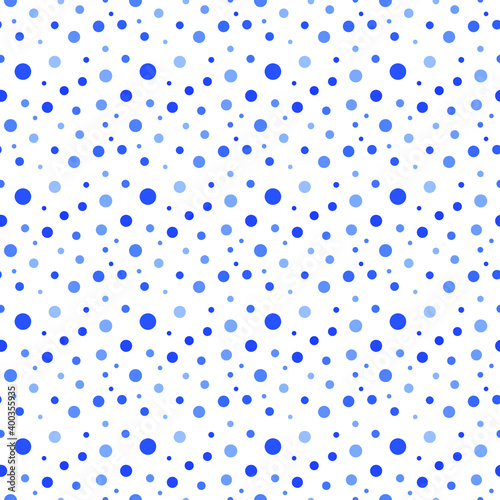 Vector seamless template with blue dots and circles. Abstract illustration for business card design.