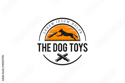 Pet shop logo dog vector labrador retriever. animal logo design, dog toy product logo.