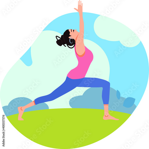 Womаn doing fitness and yoga exercises. Yoga illustration © Оксана Александрова