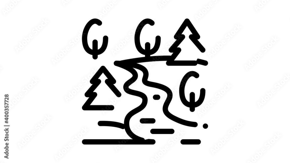 mountain and forest terrain Icon Animation. black mountain and forest terrain animated icon on white background mountain and forest terrain Icon Animation. black mountain and forest terrain animated icon on white background