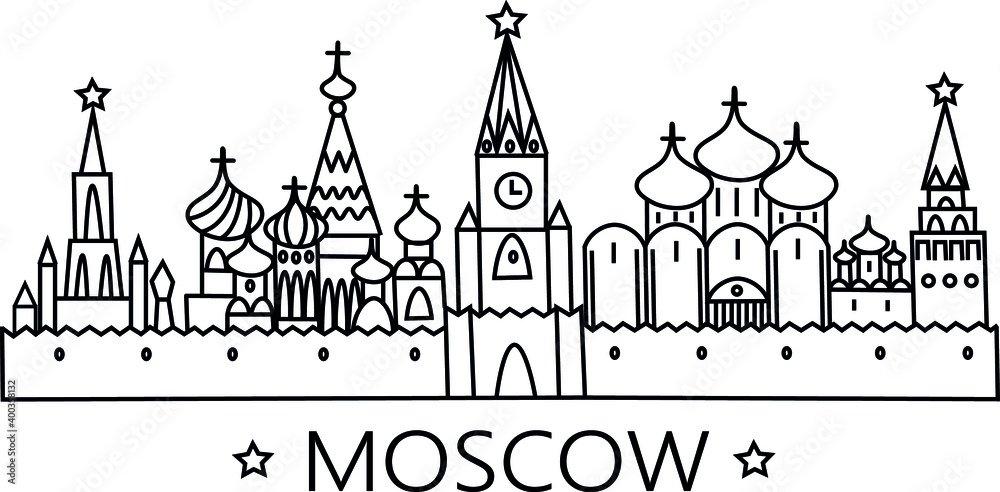 Moscow Kremlin in line art
