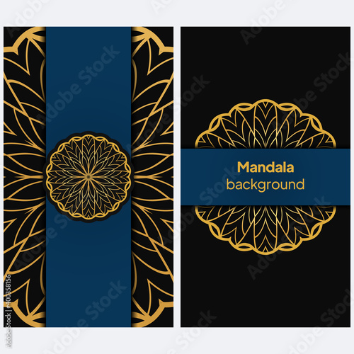 template with floral Mandala ornament. Lace pattern with hand drawn striped colorful Mandala. Vector illustration