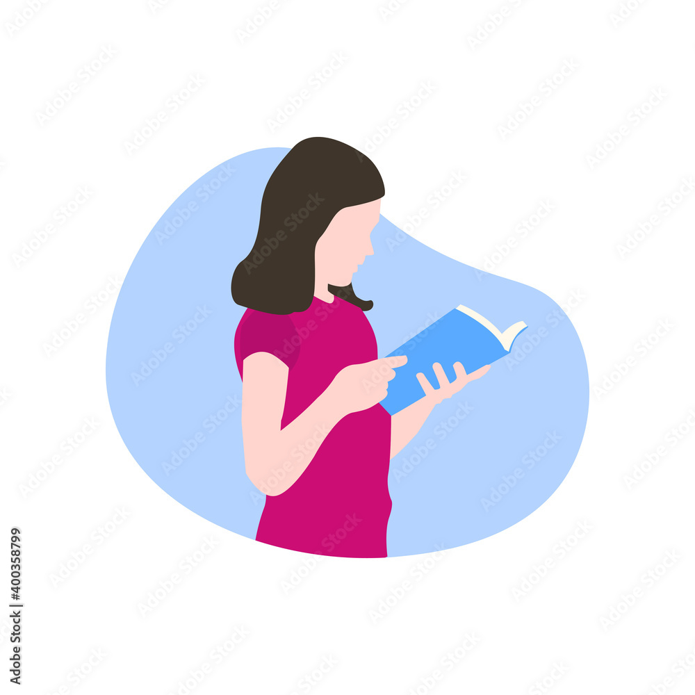 Kids reading book flat illustrations Kids reading book flat illustrations