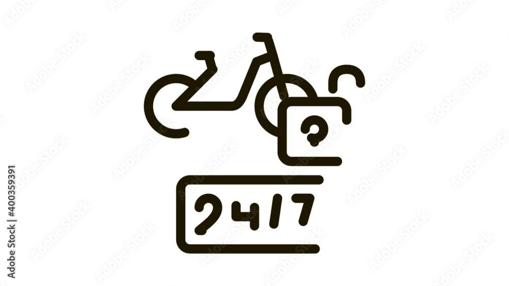 24-hour bike sharing services Icon Animation. black 24-hour bike sharing services animated icon on white background 24-hour bike sharing services Icon Animation. black 24-hour bike sharing services animated icon on white background