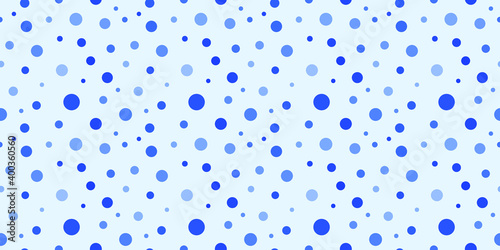 Vector seamless template with blue dots and circles. Abstract illustration for business card design.