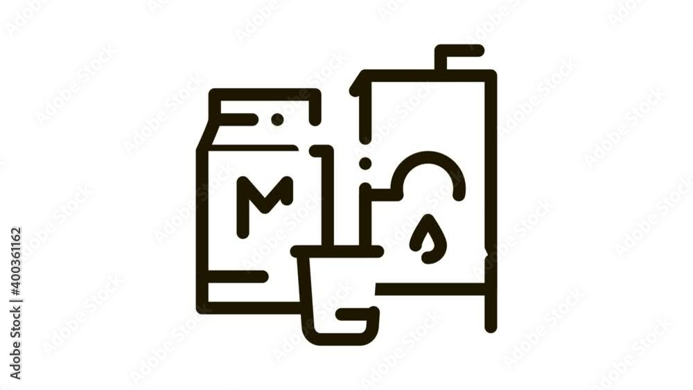 bag with milk Icon Animation. black bag with milk animated icon on white background bag with milk Icon Animation. black bag with milk animated icon on white background