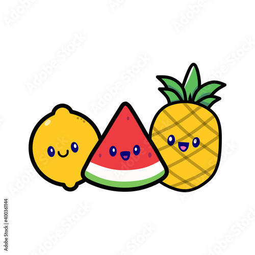 vector illustration of cute fruit cartoon character. very suitable for application icons  web icons  and stickers