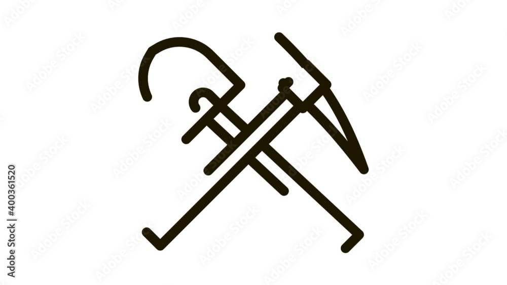 shovel and pickaxe Icon Animation. black shovel and pickaxe animated icon on white background shovel and pickaxe Icon Animation. black shovel and pickaxe animated icon on white background