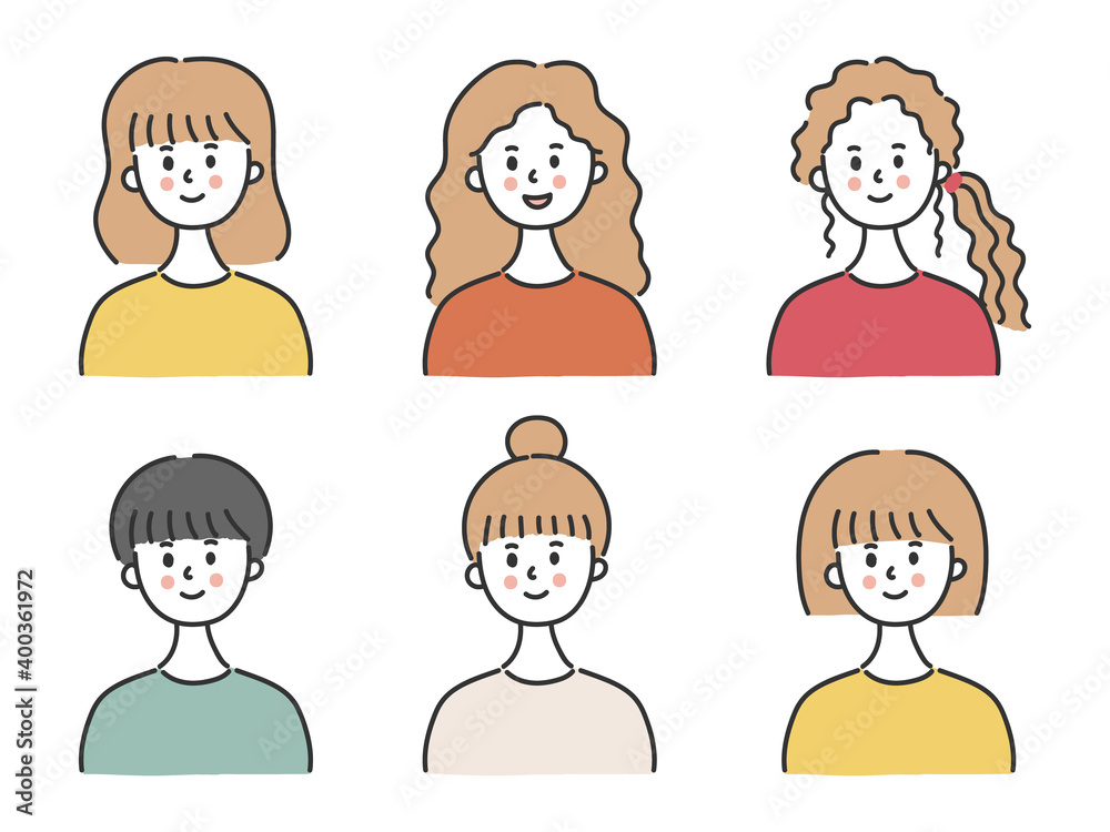 Set of smiling women, vector illustration Set of smiling women, vector illustration