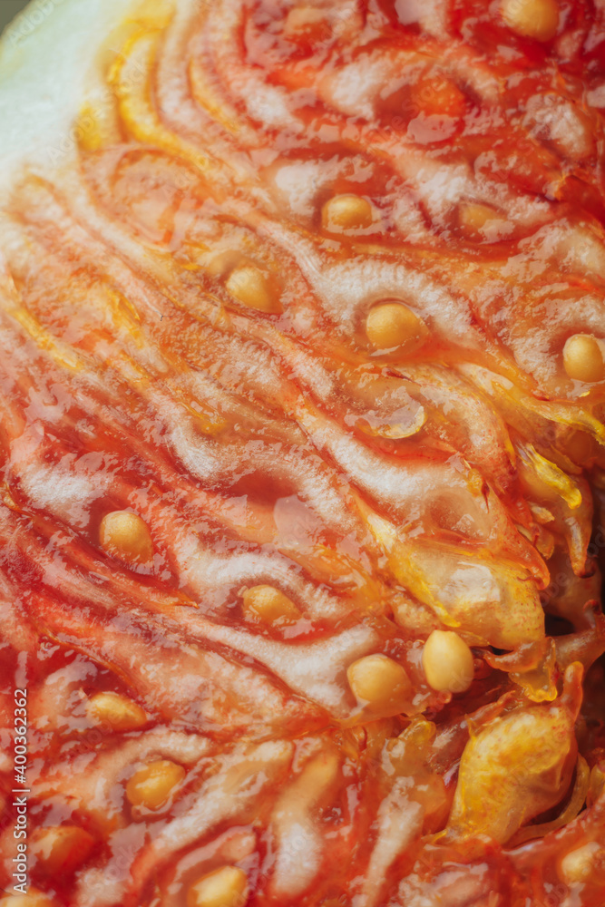 Macro photo of figs in the section