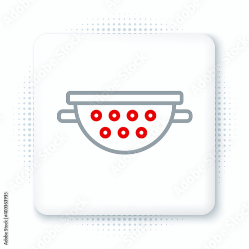 Line Kitchen colander icon isolated on white background. Cooking utensil. Cutlery sign. Colorful outline concept. Vector