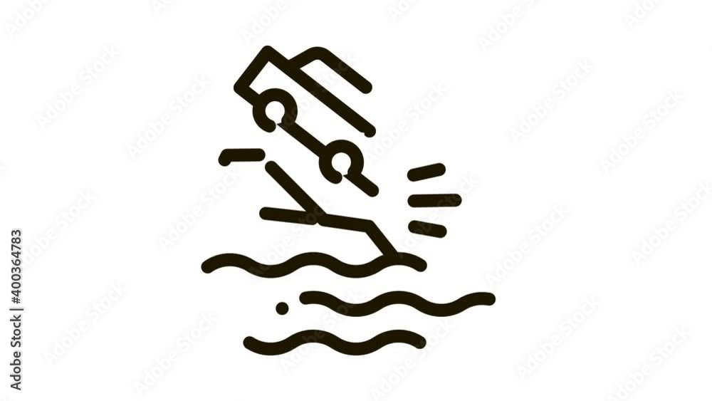 cliff flying car Icon Animation. black cliff flying car animated icon on white background