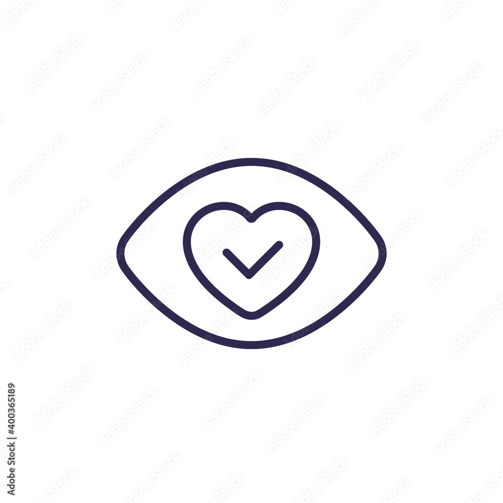 Eye with heart, vector line icon Eye with heart, vector line icon