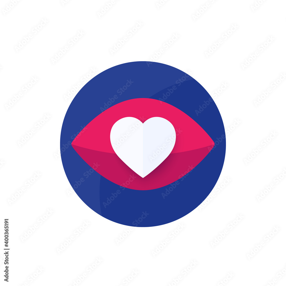 Eye and heart, vector logo design