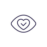 Eye with heart, vector line icon