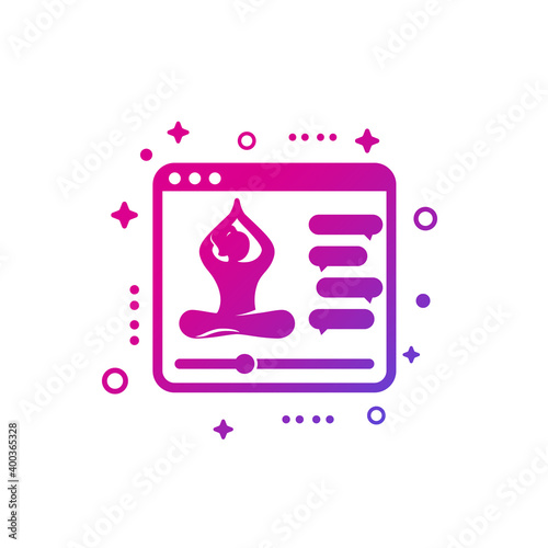 online yoga class, training vector icon