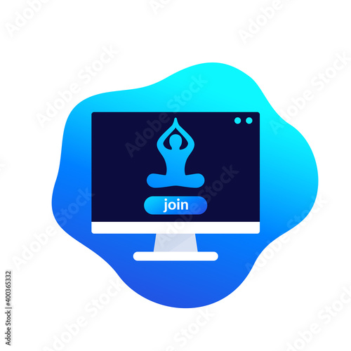 online yoga class, vector icon