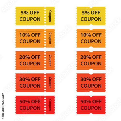 Sale discount coupons off 5%, 10%, 20%,30% and 50%
