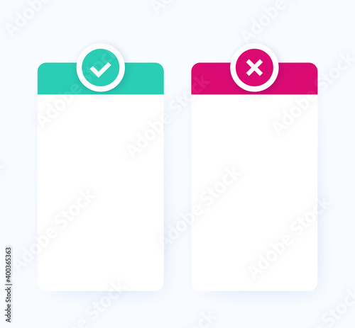 positive and negative, pros and cons list, vector design