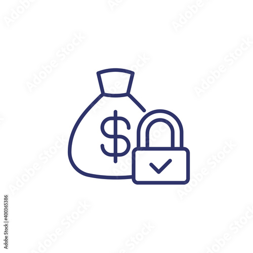 secure money line icon on white