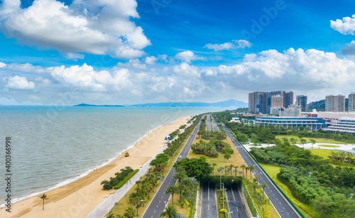 Coastal beach of Xiamen Convention and Exhibition Center, China