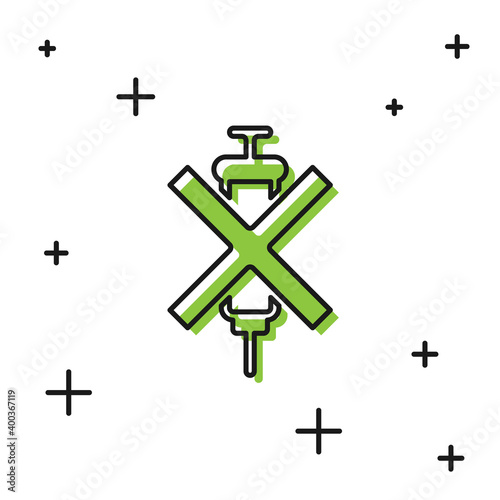 Black No doping syringe icon isolated on white background.  Vector.