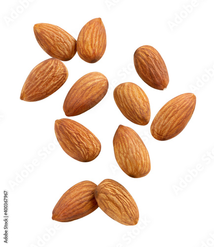almond Closeup stack , isolated on the white background Full depth of field.