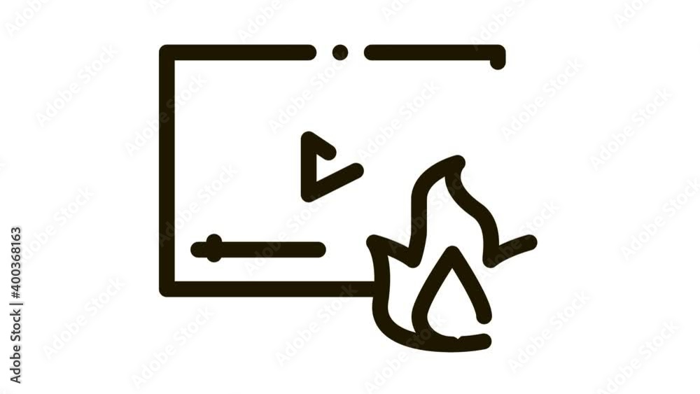 fire video Icon Animation. black fire video animated icon on white background fire video Icon Animation. black fire video animated icon on white background