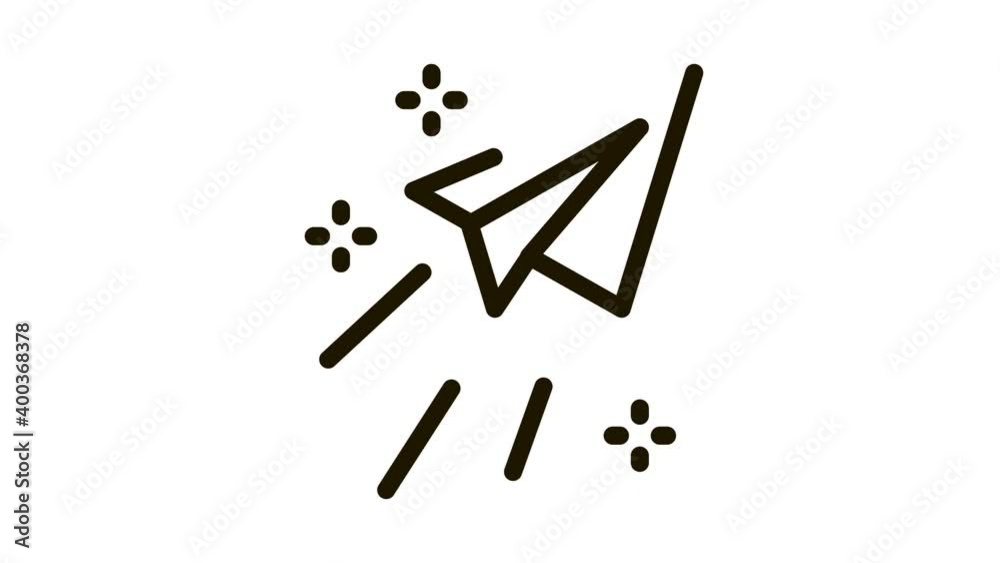 paper airplane message Icon Animation. black paper airplane message animated icon on white background paper airplane message Icon Animation. black paper airplane message animated icon on white background