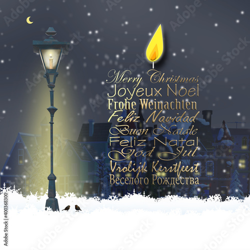 Merry Christmas card In Different European languages