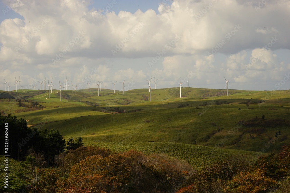 宗谷丘陵 風車 北海道稚内市 日本 - Wind Turbine Farm Power Generator at Soya Hills in Hokkaido, Japan 宗谷丘陵 風車 北海道稚内市 日本 - Wind Turbine Farm Power Generator at Soya Hills in Hokkaido, Japan