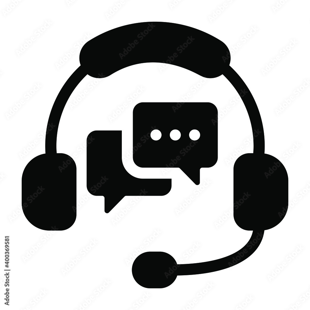 
Communication bubbles with headphones, customer service icon
