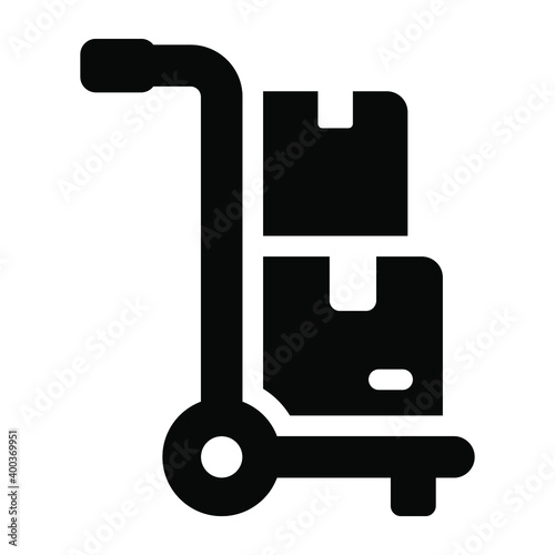 
Parcels on cart showing concept of luggage cart icon
