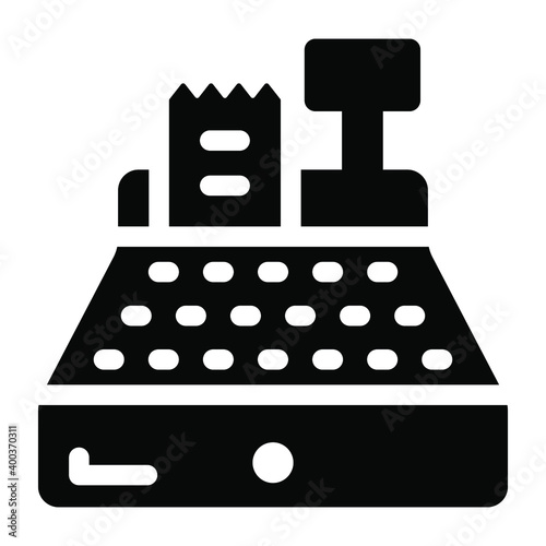 
Cash register, pos machine glyph vector design 
