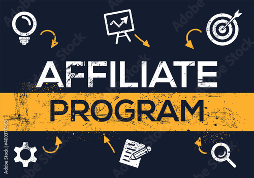 Creative (affiliate program) Banner Word with Icon ,Vector illustration.
